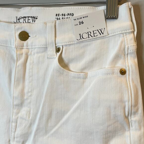J.Crew 1996 Slim Wide Leg Jean Denim Vacation Holiday Date Trip CH680 White 26 - Picture 3 of 16